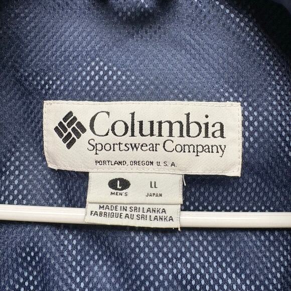 Columbia Navy Blue Water Resistant Shell, Venting, Zip Up, Hood, Size L - Picture 2 of 6